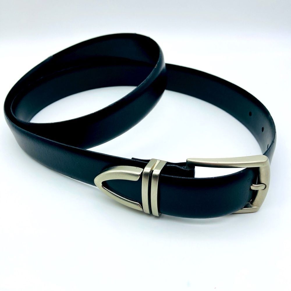 EuroMetal Leather Belt with Silver Buckle SZ 36/90 Italy